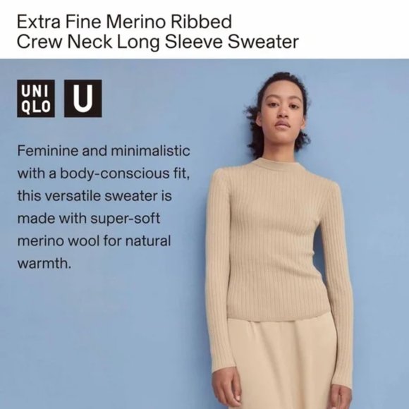 Uniqlo U Extra Fine Merino Wide Ribbed Crew Neck Sweater - Picture 6 of 6